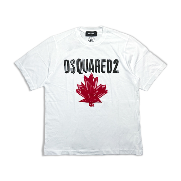 《30%OFF》 DSQUARED2 MAPLE LEAF T-Shirt WHITE S74GD0784