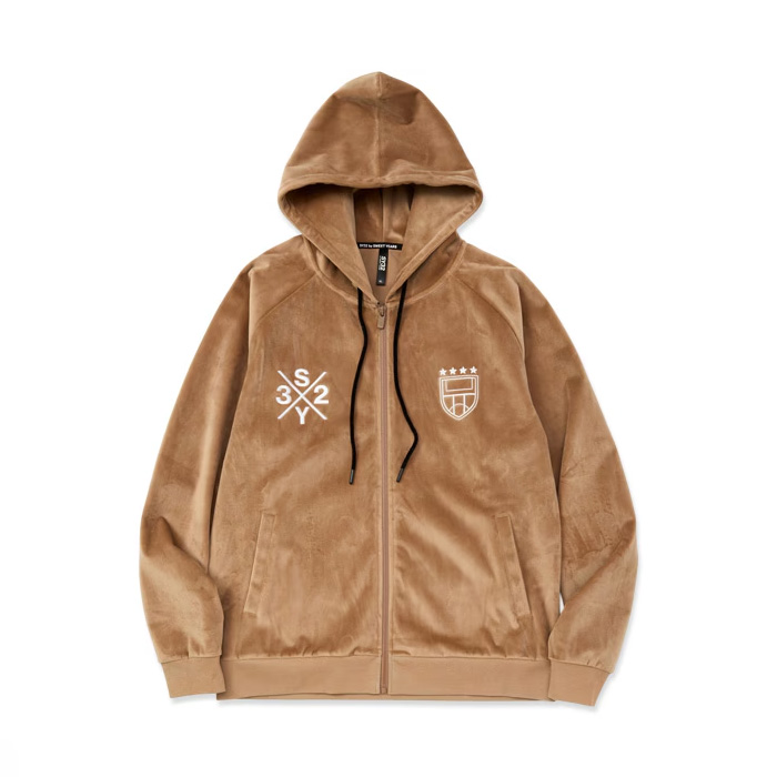 SY32 by SWEET YEARS(エスワイサーティトゥ バイ スウィートイヤーズ) VELOUR 3 LAYER ZIP HOODIE 15518 BEIGE
