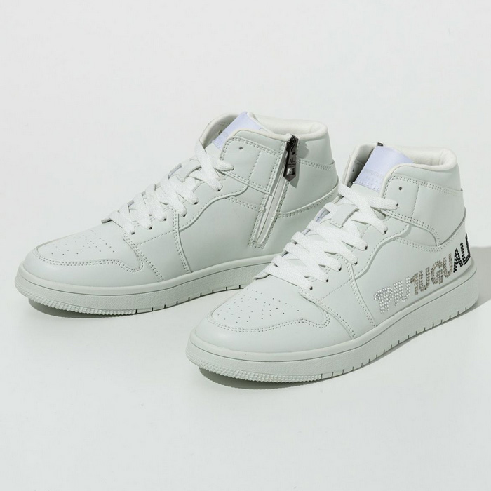 1PIU1UGUALE3 RELAX(ウノピゥウノウグァーレトレ リラックス) ラインストーンロゴハイカットスニーカー USX-26007 ホワイト