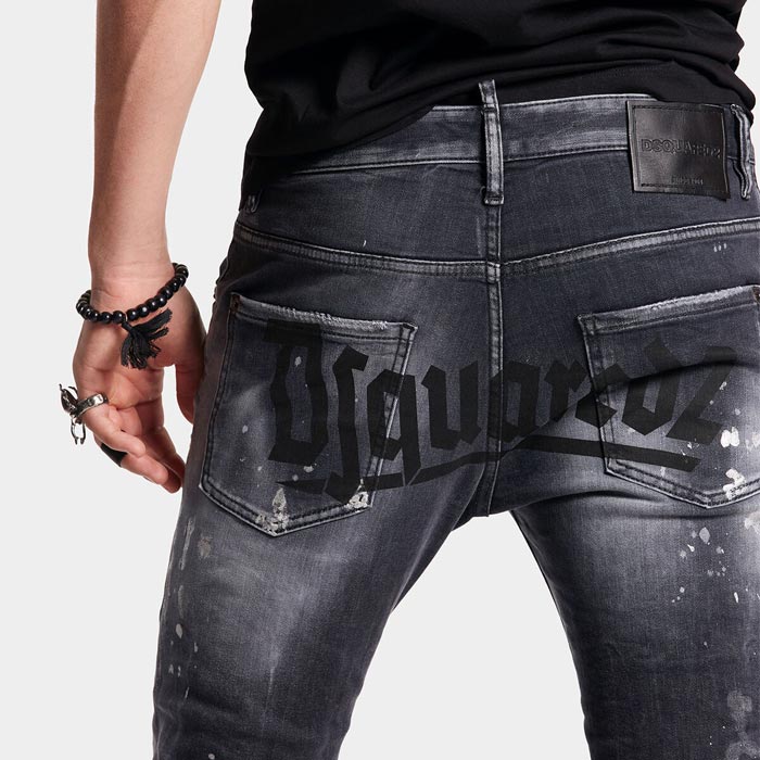 定価90200円 Dsquared2 フロントジップブラックデニム 46 M 黒パンツ ...