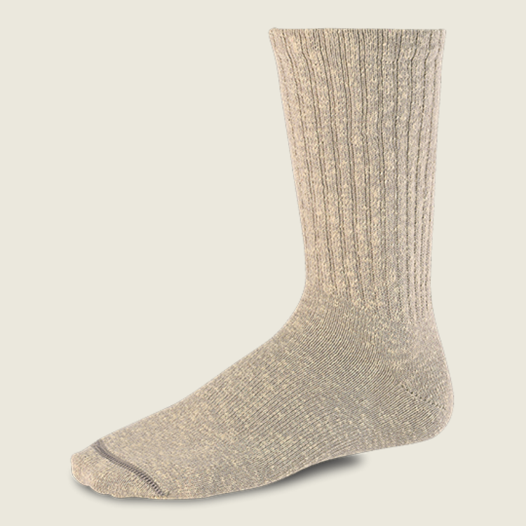 Cotton Blend Ragg Crew / Over-dyed / Cream