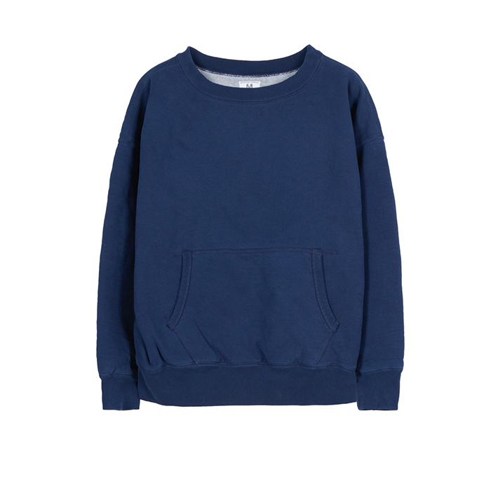 SWEAT CREW W-FACE WASH:Navy