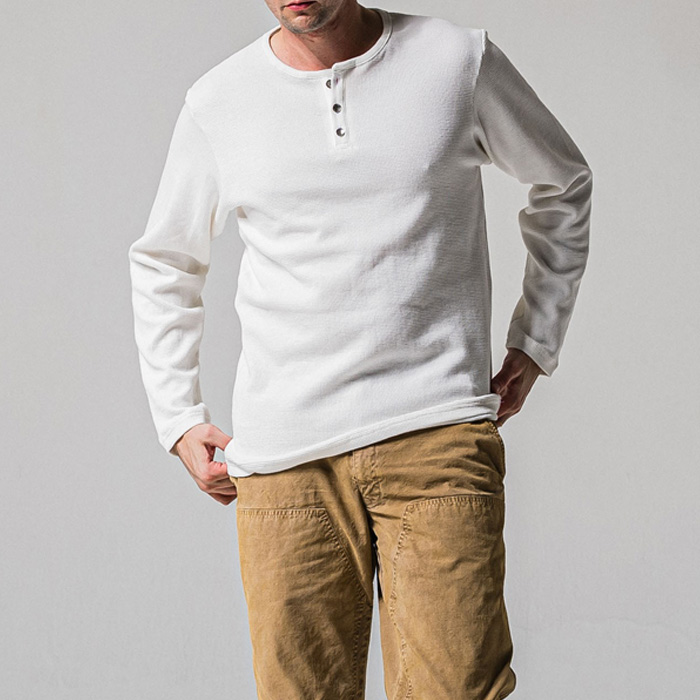 RESOUND CLOTHING(リサウンドクロージング) WAFFLE HENRY RC39-C-001 WHITE