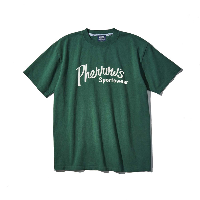 フェローズ 23S-PT1 Pherrow's Sports メンズ 半袖 プリント Tシャツ Green