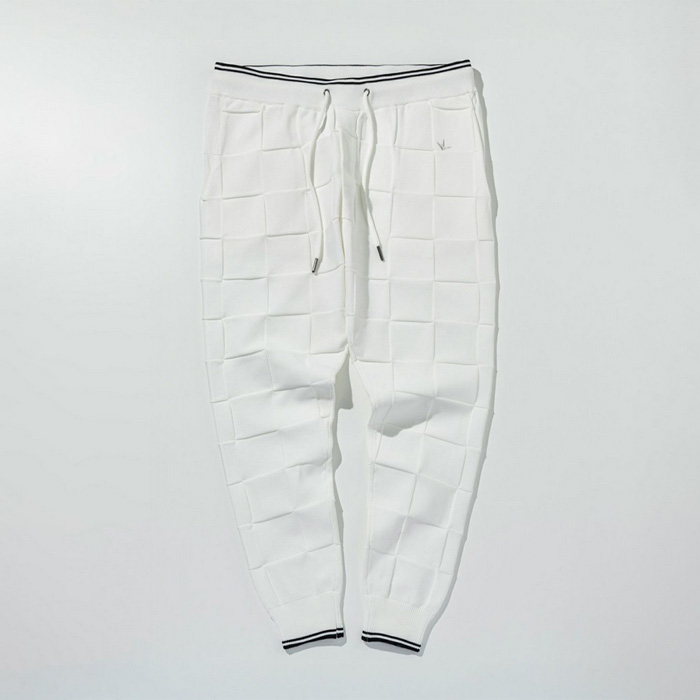 1PIU1UGUALE3 RELAX(ウノピゥウノウグァーレトレ リラックス) ブロックニットロングパンツ USK-26013 ホワイト