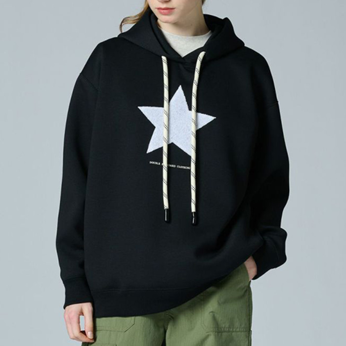 DOUBLE STANDARD CLOTHING(ダブルスタンダードクロージング) スター刺繍 ダンボールニットパーカー0508-070-261 ブラック