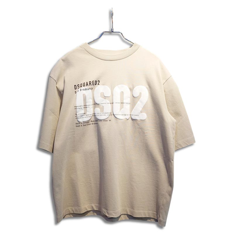 ディースクエアード S74GD1412 Loose Fit DSQ2 T-Shirt ベージュ メンズ プリント Tシャツ ルーズフィット