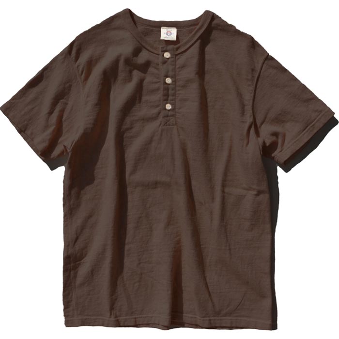 サムライジーンズ SJST-SC02 和綿ヘンリーTシャツ 濃栗色 メンズ 半袖 カットソー