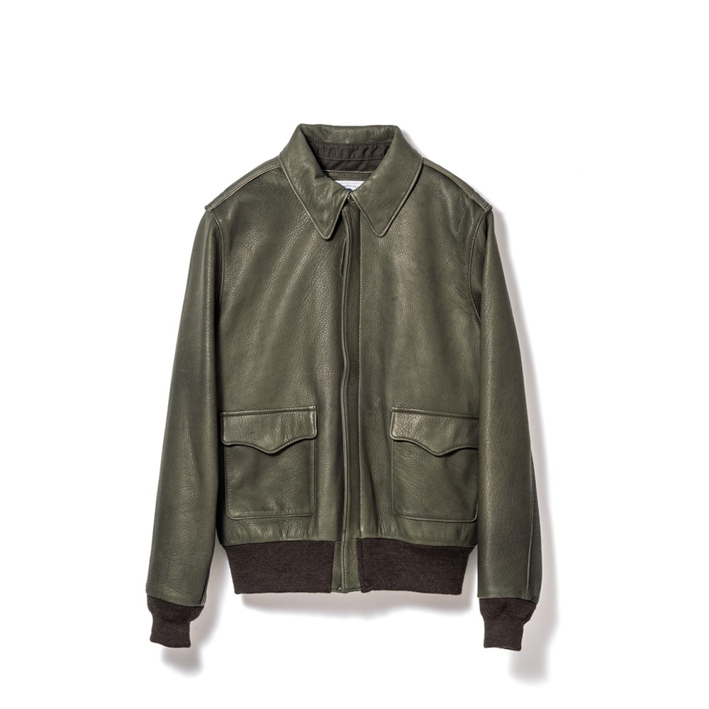 Y'2 LEATHER(ワイツーレザー) Deerskin “Type A-2” Spring limited Olive.