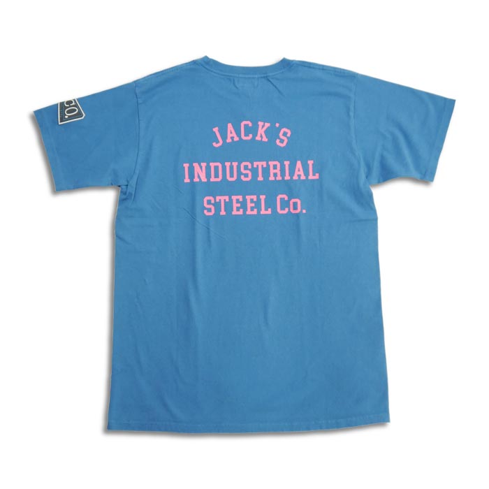 フェローズ 24S-PT3 JACK'S INDUSTRIAL STEEL Co. メンズ プリント Tシャツ S.ブルー バックプリント ワッペン カスタム カットソー
