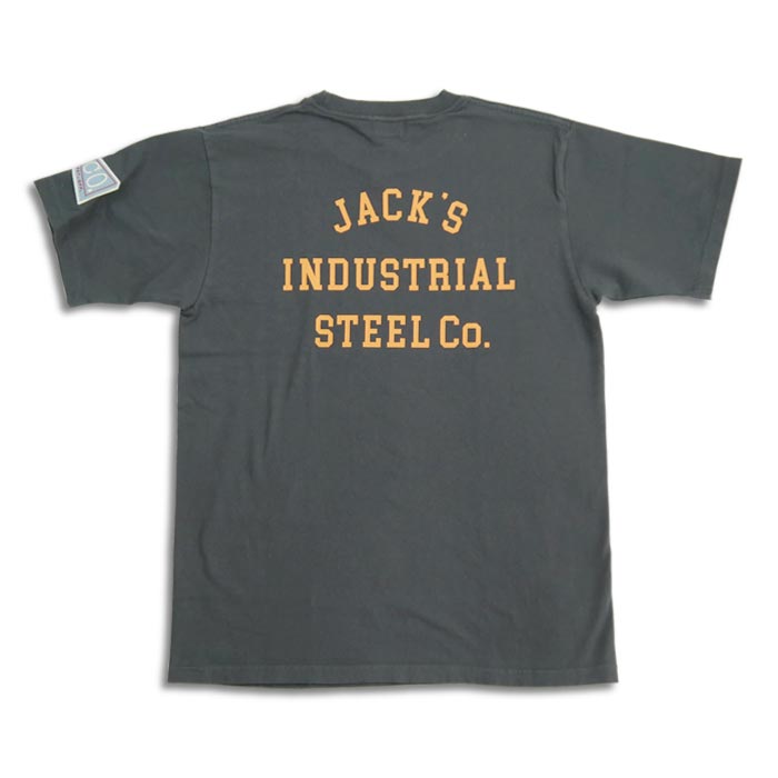 フェローズ 24S-PT3 JACK'S INDUSTRIAL STEEL Co. メンズ プリント Tシャツ S.ブラック バックプリント ワッペン カスタム カットソー