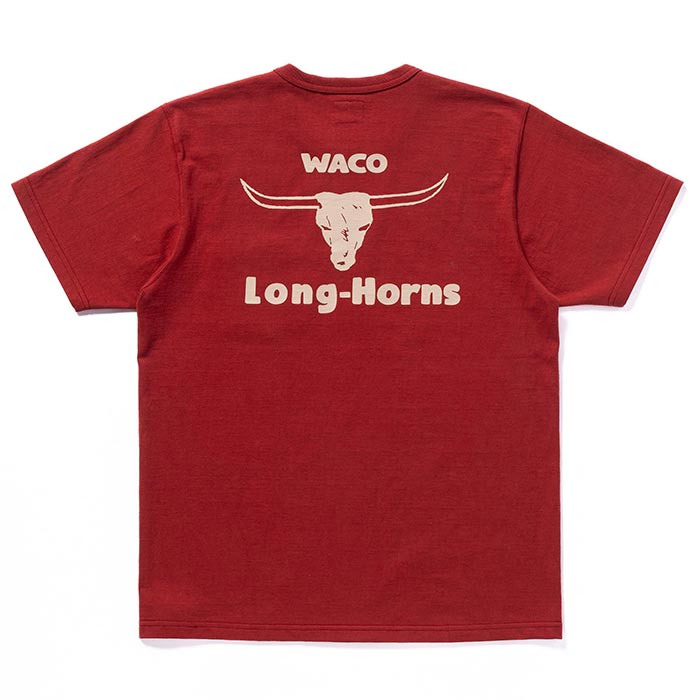 ジョーマッコイ MC24024 JOE MCCOY TEE / WACO LONG-HORNS チェリー メンズ 半袖Tシャツ バインダーネック バックプリント