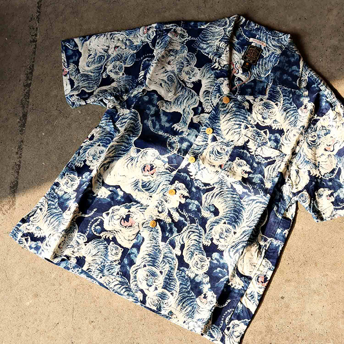 GYPSY＆SONS (ジプシーアンドサンズ) INDIGO HUNDLED TIGER SHIRTS　インディゴ百虎シャツ GS2449926A