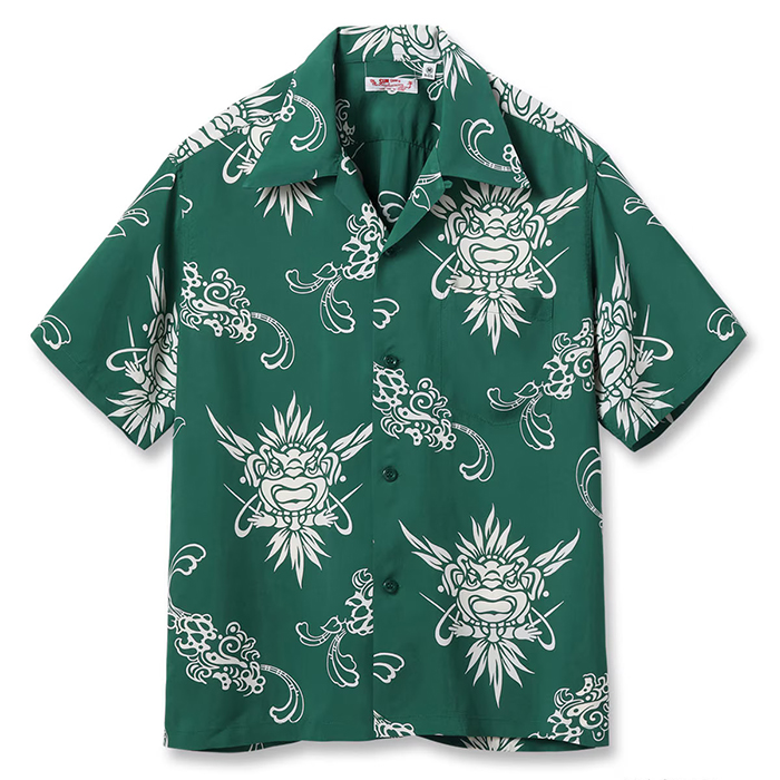 SUN SURF(サンサーフ) Lot No. SS39611 / RAYON HAWAIIAN SHIRT “INCARNATION OF GOD”:145) GREEN