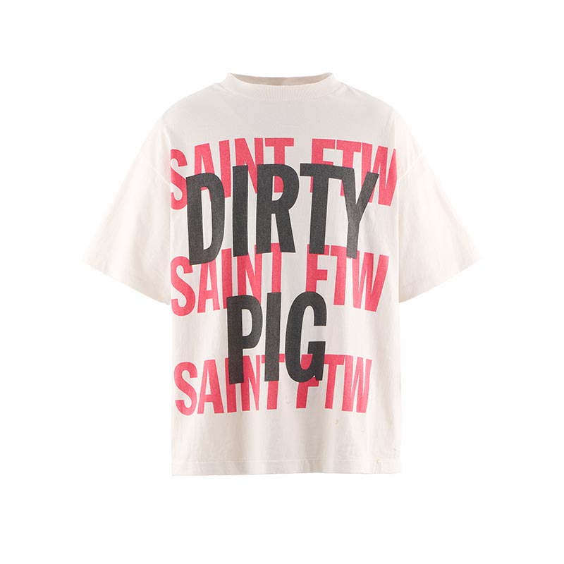 セントマイケル SM-HR8-0000-021 SS TEE / DIRTY PIG / WHITE メンズ 半袖 プリント Tシャツ バックプリント