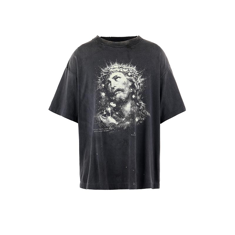 セントマイケル SM-HR8-0000-016 SS TEE / JESUS / BLACK メンズ 半袖 プリント Tシャツ