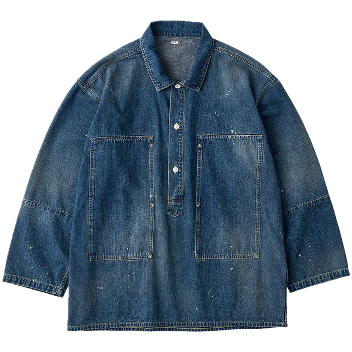 Porter Classic(ポータークラシック)BREAKFAST DENIM PRISONER SHIRTS W / LOVE & PEACE SILVER CUSTOM