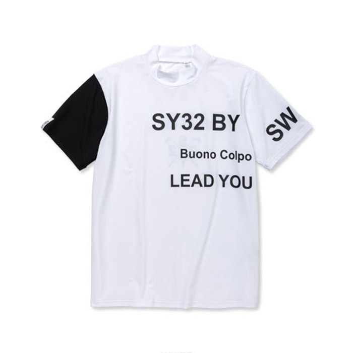 SY32 スウィートイヤーズ SYG-23S38 ASYMMETRY STRETCH MOCK レタードモックネック Tシャツ ホワイト メンズ