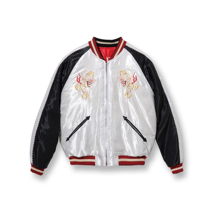 テーラー東洋 Lot No. TT14893-190 Early 1950s Style Acetate Quilted Souvenir Jacket “EAGLE & DRAGON” × “ROARING TIGER”