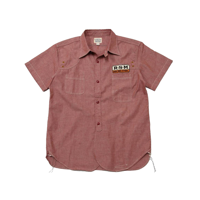 フェローズ 20S-775WSS-C レッド 半袖 シャンブレーワークシャツ