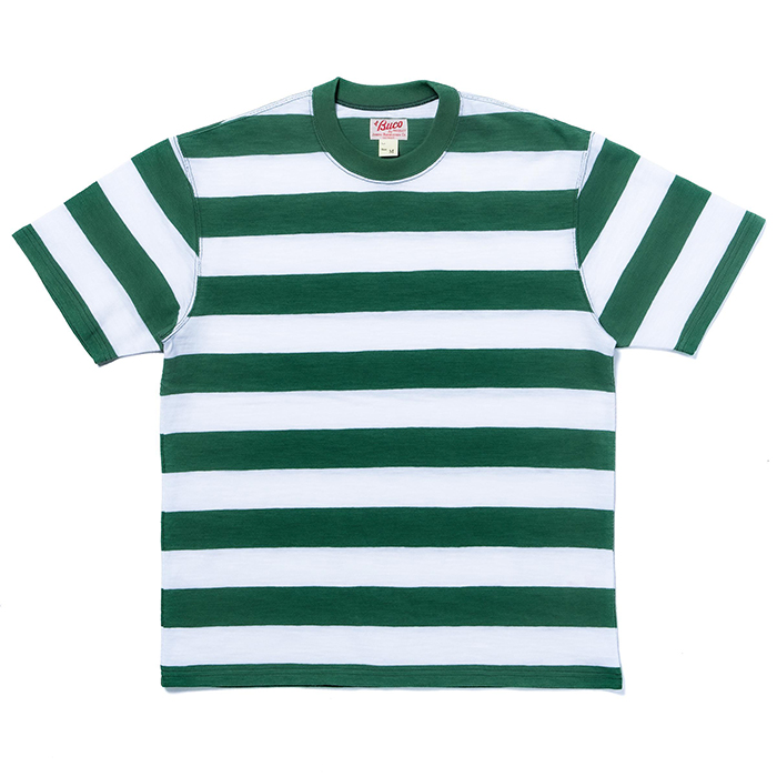 BUCO(ブコ)BUCO STRIPE TEE S/S:WHITE/GREEN