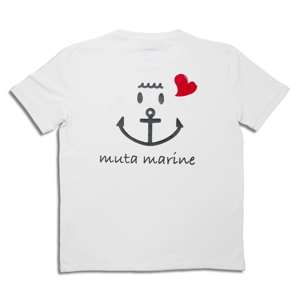 ムータマリン MMAX-434467 SMILE HEART Tシャツ ホワイト ユニセックス プリント Tシャツ バックプリント