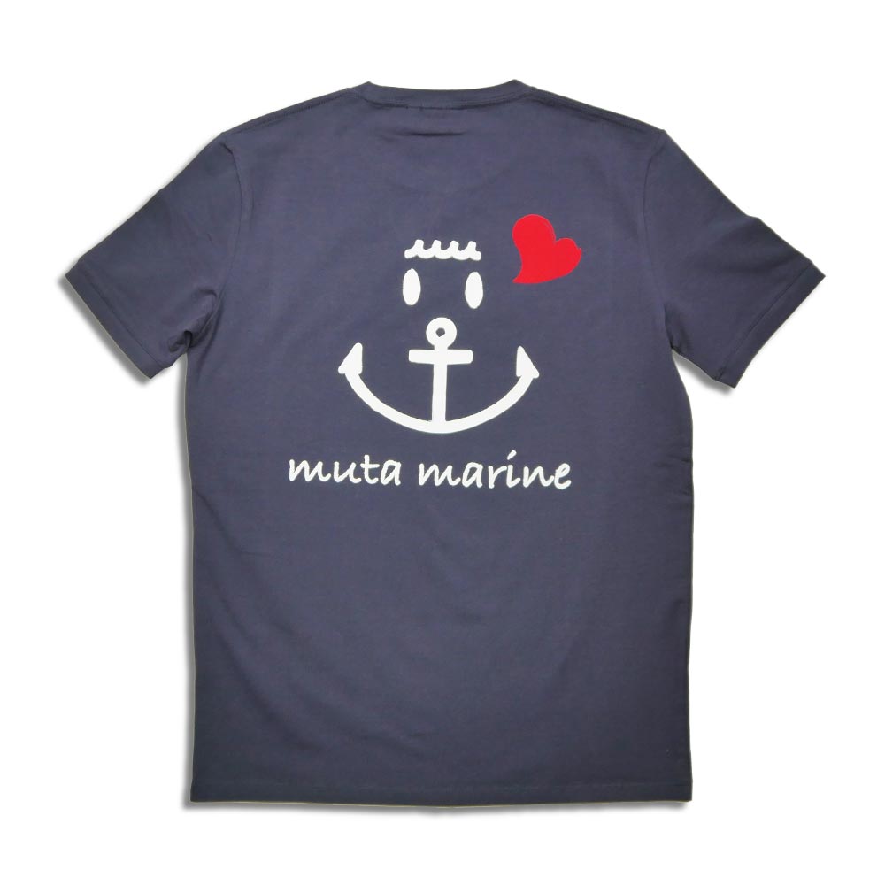 ムータマリン MMAX-434467 SMILE HEART Tシャツ ネイビー ユニセックス プリント Tシャツ バックプリント