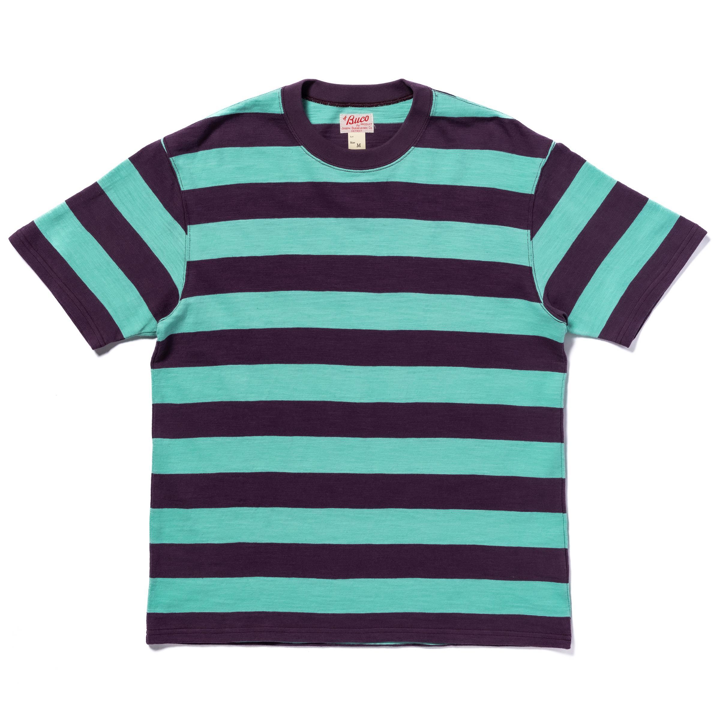BUCO STRIPE TEE S/S:MINT×PURPLE
