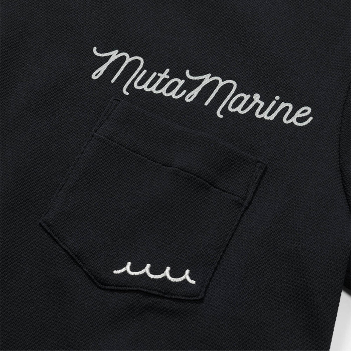 muta MARINE(ムータマリン) ポップコーンニット ヘムリブポロシャツ