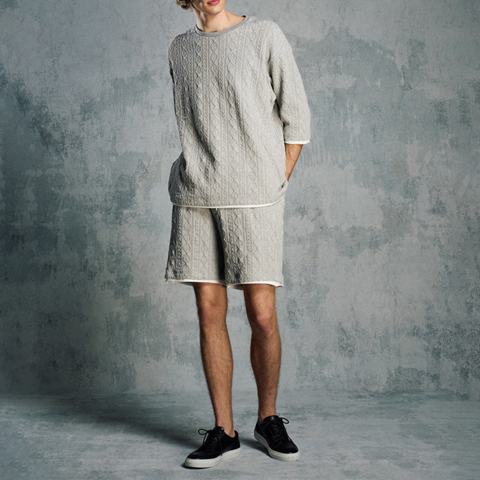 wjk(ダヴルジェイケイ) jacquard summer knit shorts 5401 kc01 t.gray