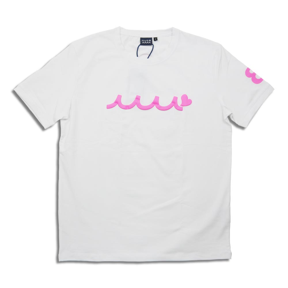 ムータマリン MMAX-434463 EARLY WAVE NEON Tシャツ ホワイト ピンク ユニセックス ロゴ 発泡プリント