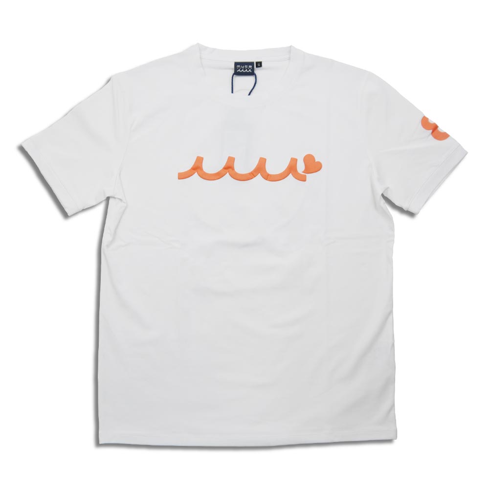 ムータマリン MMAX-434463 EARLY WAVE NEON Tシャツ ホワイト オレンジ ユニセックス ロゴ 発泡プリント