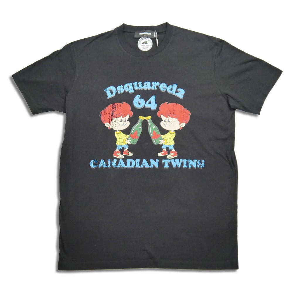 30%OFF ディースクエアード S71GD1396 Dsquared2 Canadian Twins Cool Fit T-Shirt ブラック メンズ D2 半袖 プリント Tシャツ