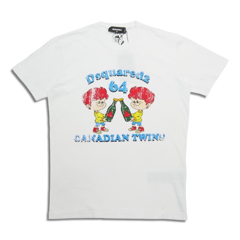 30%OFF ディースクエアード S71GD1396 Dsquared2 Canadian Twins Cool Fit T-Shirt ホワイト メンズ D2 半袖 プリント Tシャツ