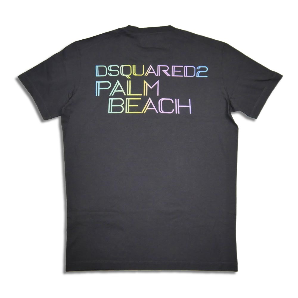 30%OFF ディースクエアード S71GD1394 Dsquared2 Palm Beach Cool Fit T-Shirt ブラック メンズ D2 半袖 バックプリント Tシャツ カットソー レギュラーフィット