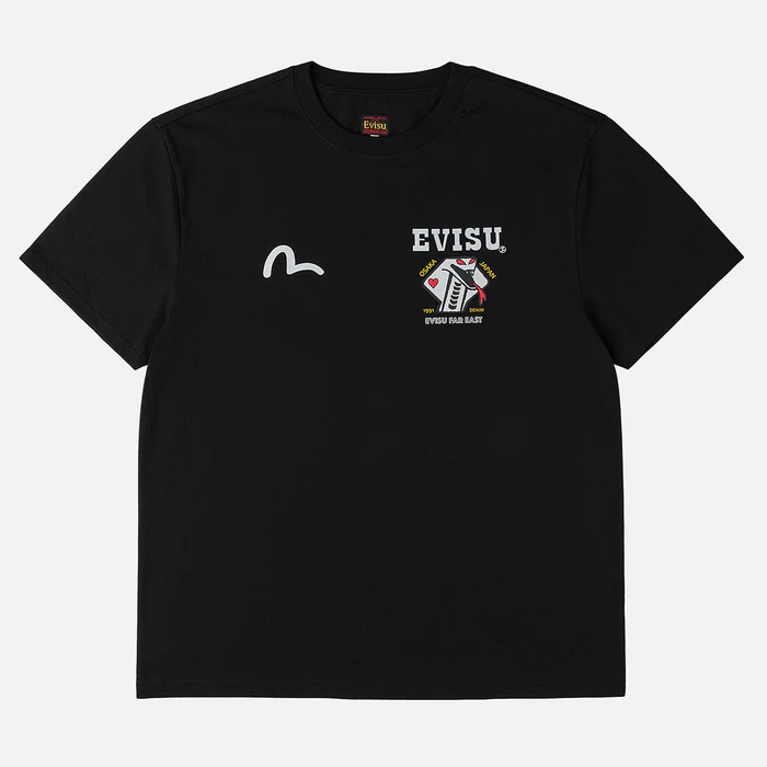 EVISU(エヴィス) 2ESEJM6TS6123 ヘビ＆ポーカー Tシャツ ブラック