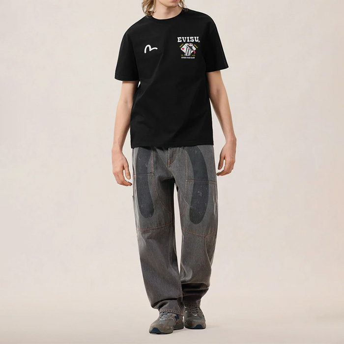 EVISU(エヴィス) 2ESEJM6TS6123 ヘビ＆ポーカー Tシャツ ブラック