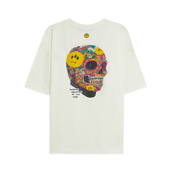 BARROW(バロウ) S6BWUATH097 BARROW BEADED SKULL T-SHIRT 412/COCONUT