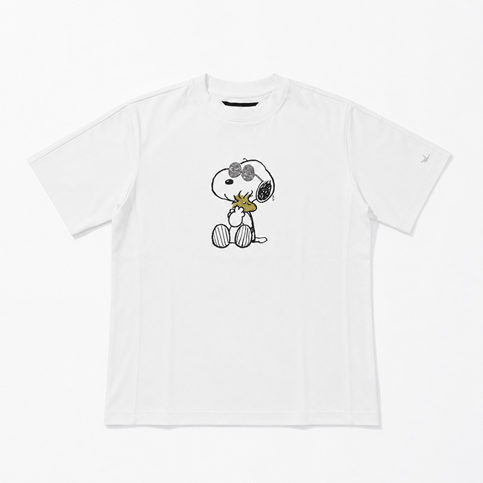 1PIU1UGUALE3 RELAX(ウノピゥウノウグァーレトレ リラックス) × PEANUTS(ピーナッツ) UST-26095 スヌーピー ラインストーン半袖Tシャツ ホワイト