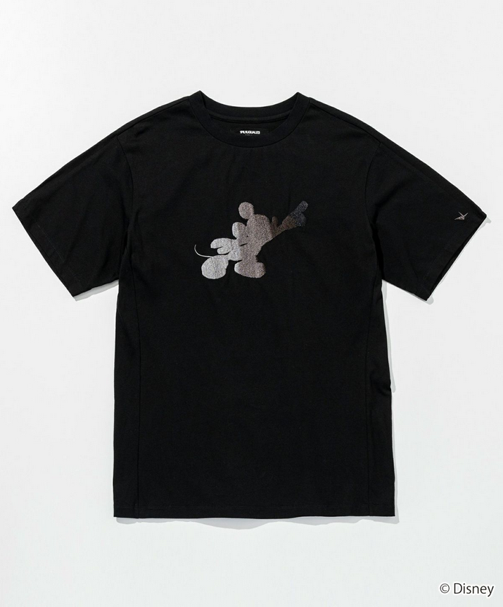 1PIU1UGUALE3 RELAX(ウノピゥウノウグァーレトレ リラックス)【ミッキーマウス】グラデーション刺繍半袖Tシャツ UST-25140 ブラック