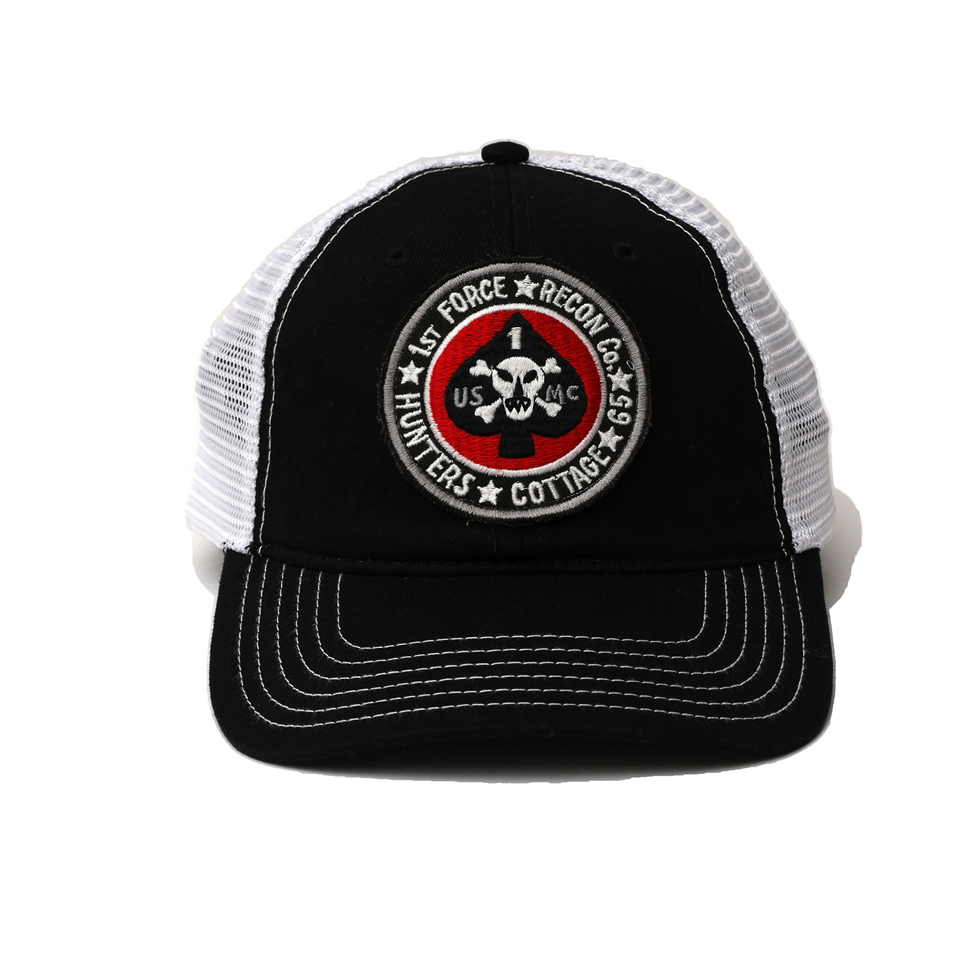 Badlands Mesh Cap"USMC 1st Force Recon ":Blk/Blk/Wht