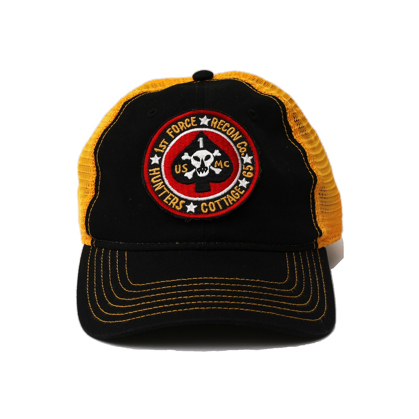 Badlands Mesh Cap"USMC 1st Force Recon ":Blk/Blk/Gld