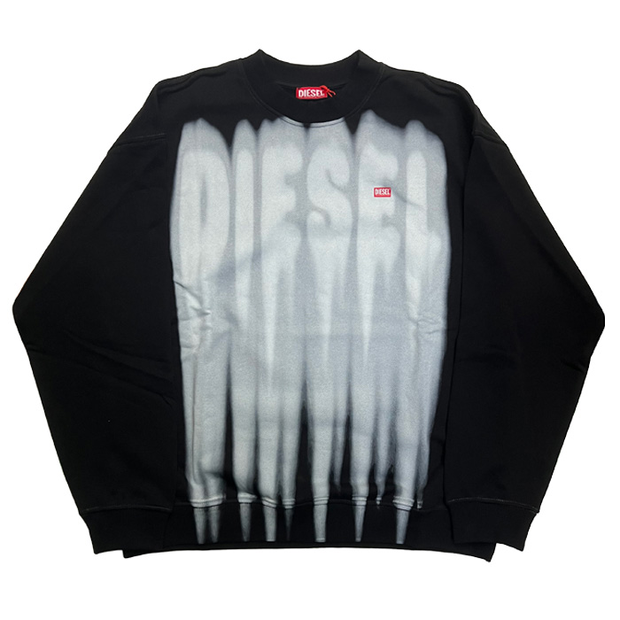 DIESEL(ディーゼル) A22677 Cotton sweatshirt with graphic print ブラック