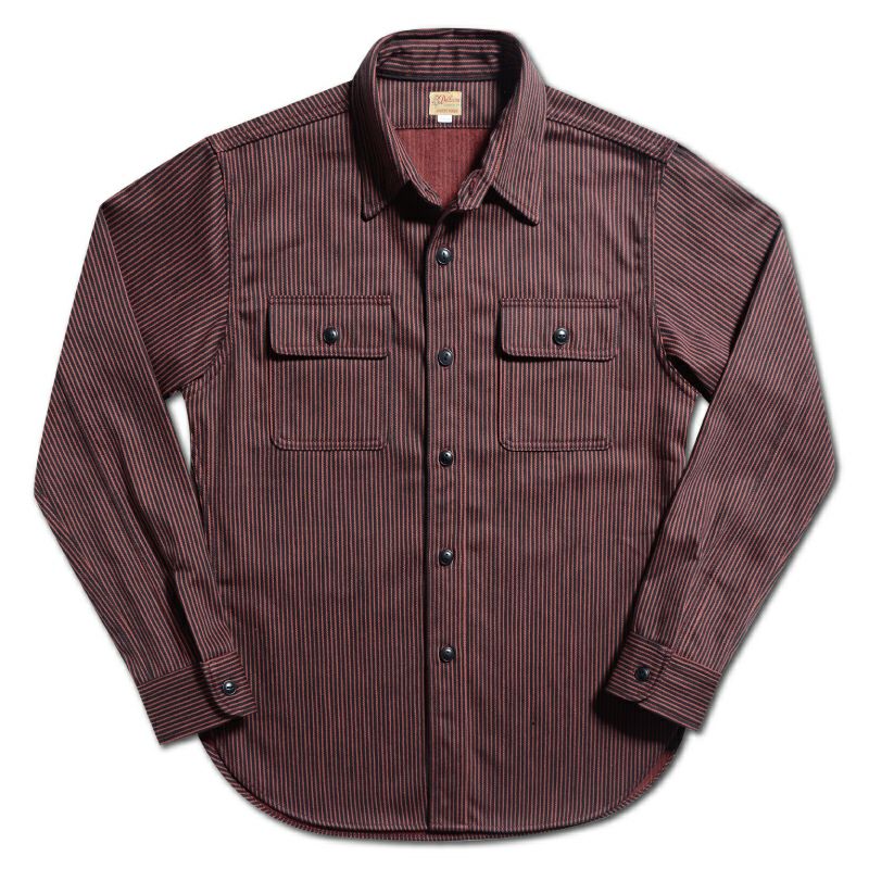 24FW デラックスウエア HV-01 HICKORY NEL SHIRT ヒッコリー ネルシャツ レッド メンズ 長袖 ワーク シャツ