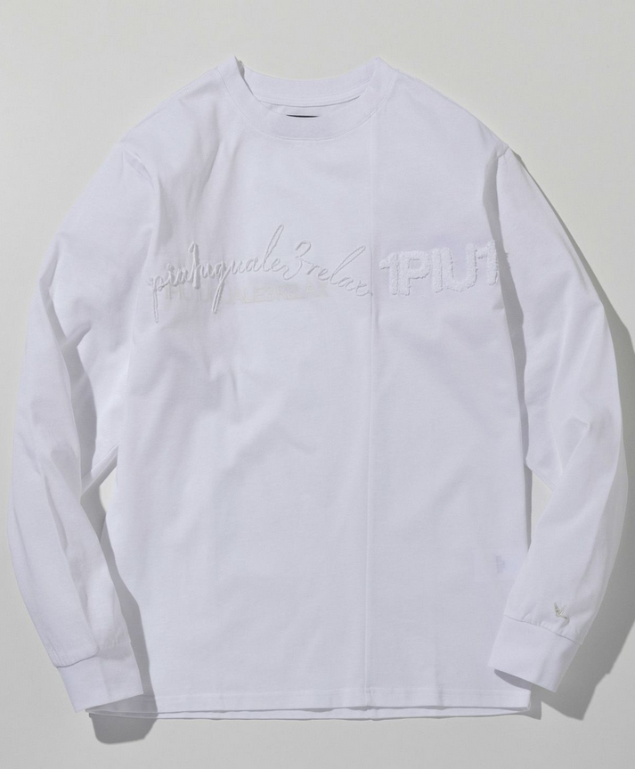 1PIU1UGUALE3 RELAX(ウノピゥウノウグァーレトレ リラックス) スウィッチングロゴロングTシャツ UST-25132 ホワイト