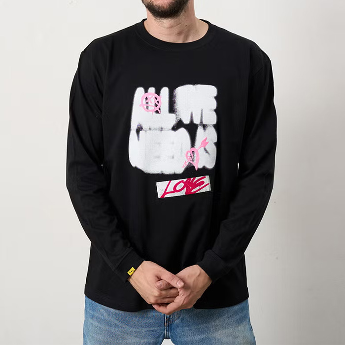 STUD MUFFIN(スタッドマフィン) 624-02898 5.6ozコットン天竺 ALLWENEEDISシークインLS Tシャツ BLK