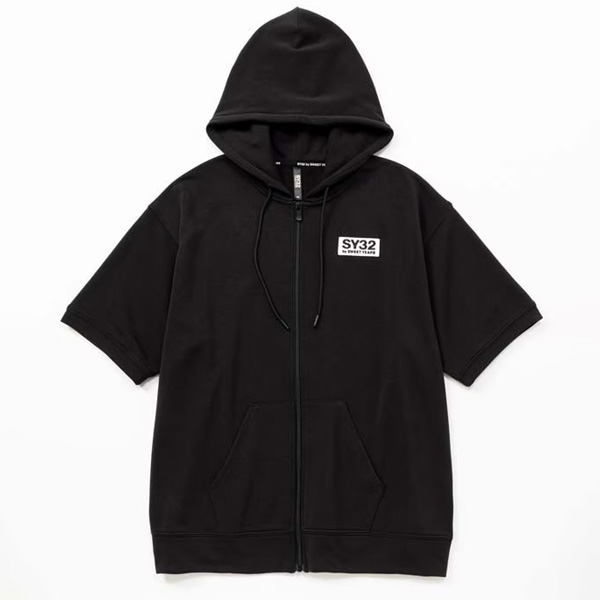 SY32 by SWEET YEARS(エスワイサーティトゥ バイ スウィートイヤーズ) 32-26SN1-26 BASIC BOX LOGO S/S ZIP HOODIE BLACK
