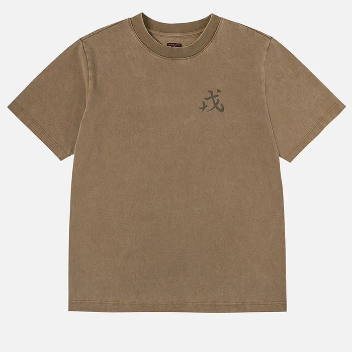 EVISU カモメプリントリラックスフィットTシャツ:カーキ