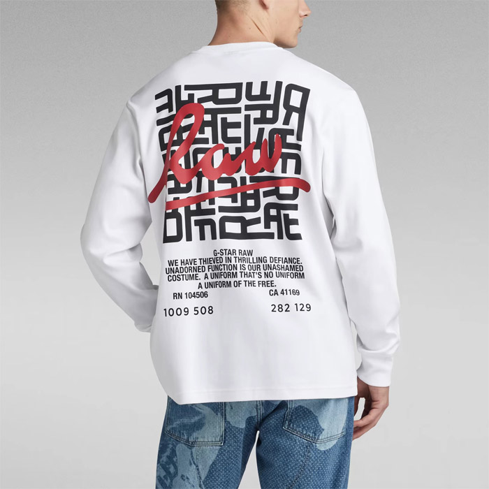 ジースターロウ D23996-C812-110 Tile Back Graphic Loose T-Shirt