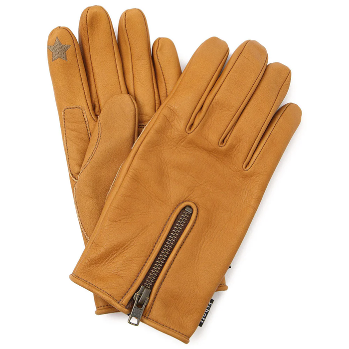 ZIP LEATHER GLOVE/ジップレザーグローブ:キャメル